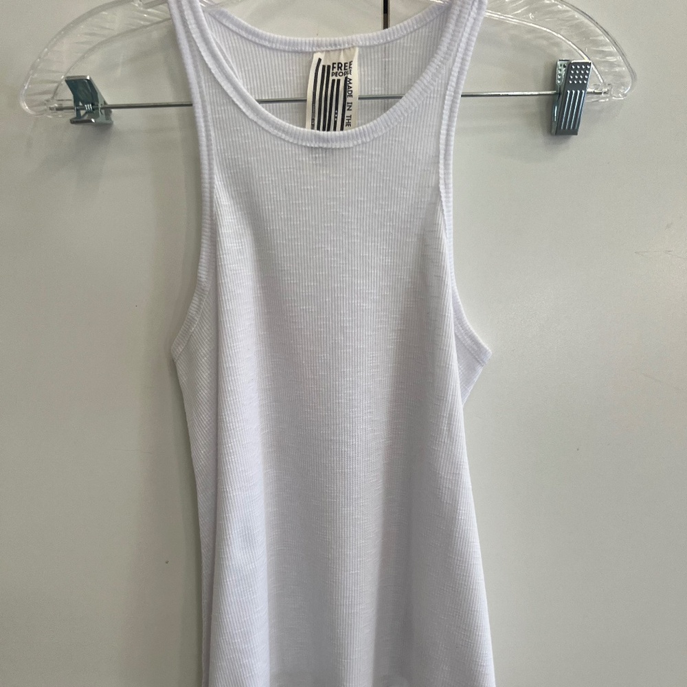 Free People White Ribbed Tank- XS
